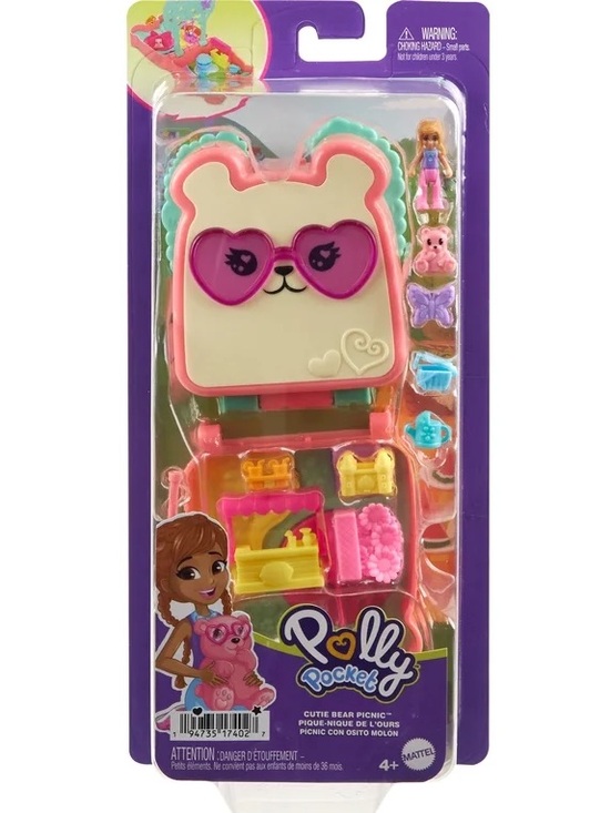 polly pocket Other - 🆕 Polly Pocket Cutie Bear Picnic Mini Playset with 1 Micro Doll & 8 Accessories